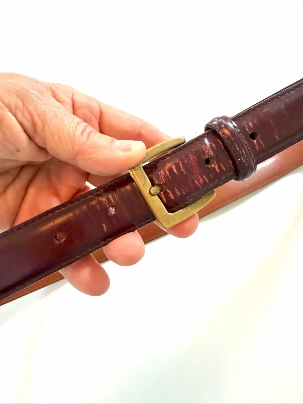 Vintage Coach Leather Belt Burgundy Oxblood Brass Buckle Size 36